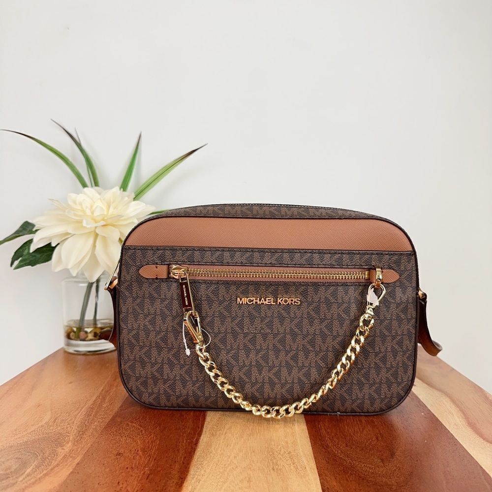 NWT MICHAEL KORS‎ Jet Set item Large Logo zipper chain Crossbody Bag